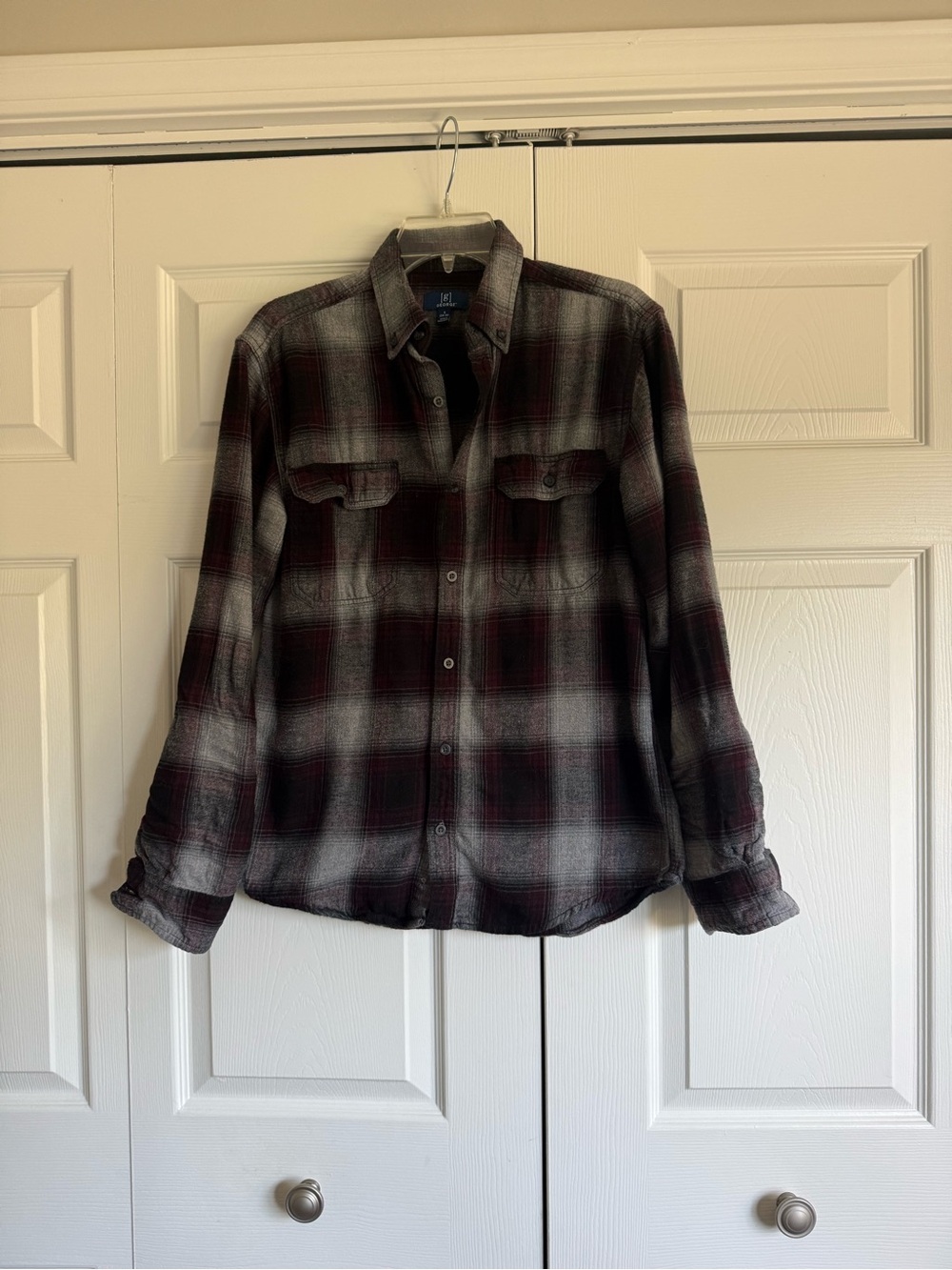 George Men's Plaid Button-Down Shirt - Black & Burgundy